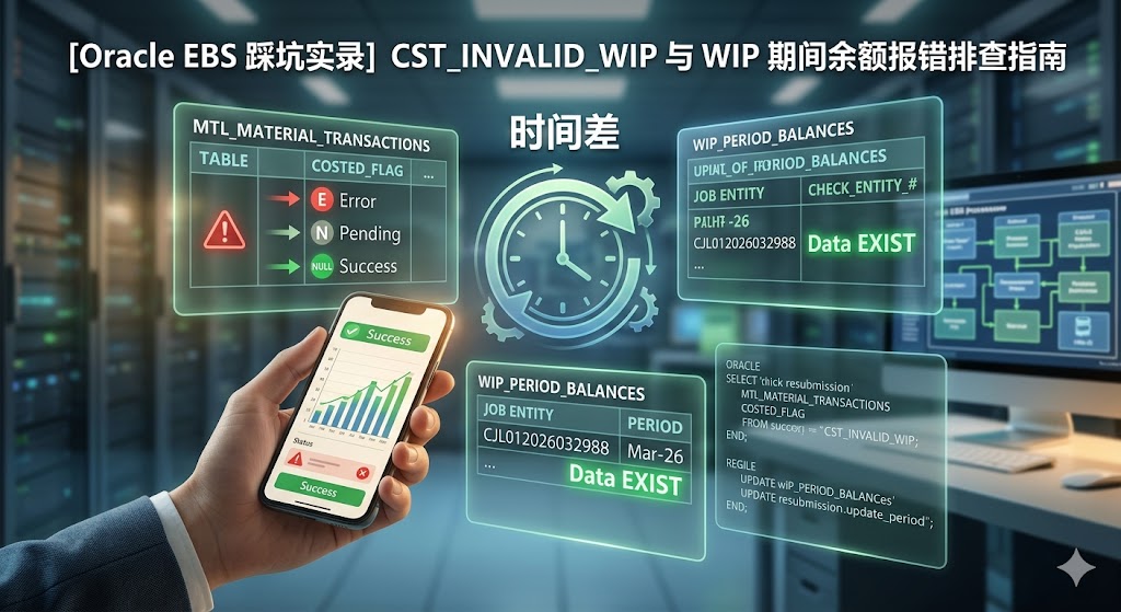 【Oracle EBS 踩坑实录】CST_INVALID_WIP 与 WIP 期间余额报错排查指南