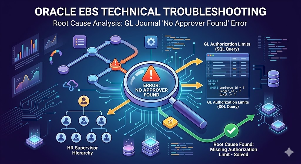 Oracle EBS 实战排查：GL 日记账“找不到审批人”的底层逻辑剖析